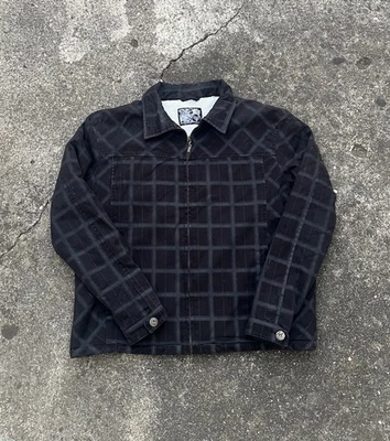 Connection шерпа с подкладкой унисекс полный молнии Tartan клетку черный серый маленький серфинг коньки - Изображение 1 из 4