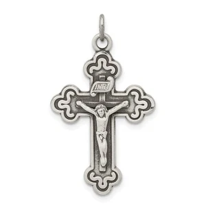 Sterling Silver Antiqued INRI Crucifix Pendant Perfect Gift for Her - Picture 1 of 4