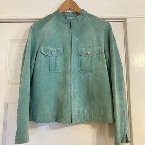 Sigrid Olsen So Blue Women's Blue Suede Lightweight Zip Up Jacket Size M - Picture 1 of 20