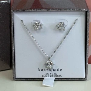 New Kate Spade Silver Little Gem Necklace & Earrings Set - Picture 1 of 3