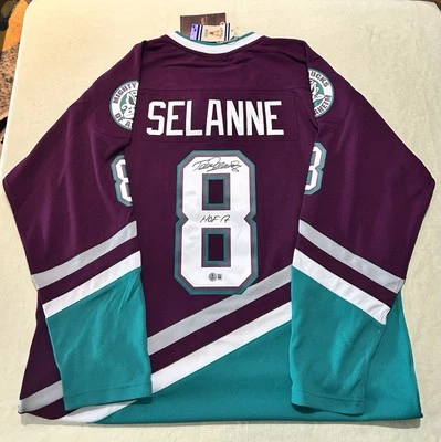 Camiseta deportiva de hockey Mitchell&Ness auténtica autografiada de Teemu Selanne JSA Foto 1 de 3