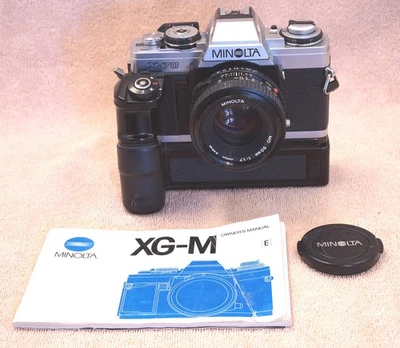 Cámara Minolta X-70 (XG-M) de colección con MD-1, lente con tapa y manual Foto 1 de 4