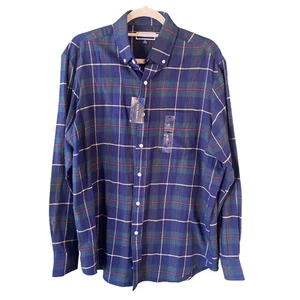 Club Room Hemd Herren Größe M Langarm Flanell NEU blau grün kariert Tartan - Bild 1 von 13