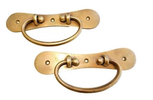 2 BOX HANDLES drawer vintage old age style solid Brass DOORS heavy 18cm screw - Picture 1 of 6