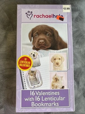 New - Rachaelhale 16 Valentines with 16 Lenticular BOOKMARKS. CATS & DOGS! 2010 - Image 1 of 4