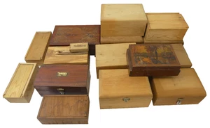 Mixed Lot Homemade Carved Decorative Collection Trinket Lidded Storage Boxes - Picture 1 of 19
