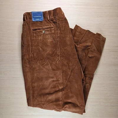 Pantalones de pana Lands' End para hombre marrón plisado ajuste tradicional talla 46x32 NUEVO Foto 1 de 4