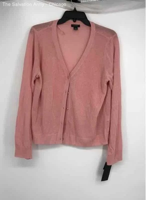 Cardigã feminino halogênio rosa gola V manga longa casual suéter tamanho grande - Imagem 1 de 4