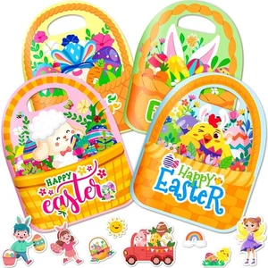 4 Pack Activity Easter Reusable Sticker Books for Kids 2-4, Basket Stuffers - Picture 1 of 6
