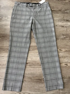 Pantalones ajustados Alfani para hombre 36x32 gris Glen a cuadros nuevos Foto 1 de 4