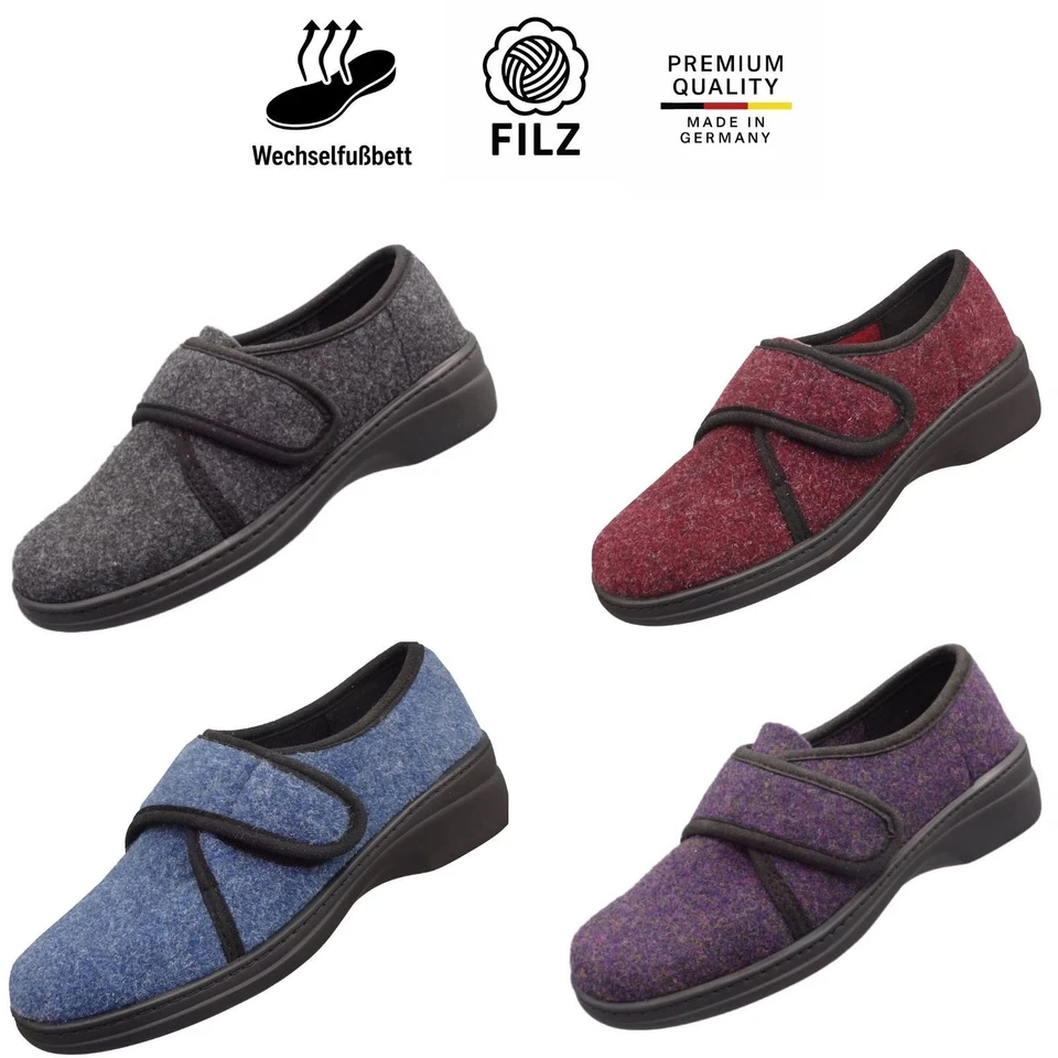 Algemare Damen Hausschuhe 8321 geschlossen Filz Wechselfußbett Pantoletten 36-43 - Bild 1 von 1
