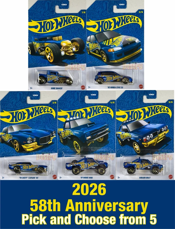 Hot Wheels 2026 58 Aniversario Elige entre 5 Modelos Diferentes Foto 1 de 1