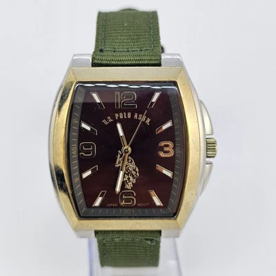 US Polo ASSN Men's Watch 42MM Burgundy Dial New Green Canvas Bands New Battery - Image 1 of 4