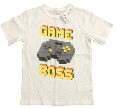 Childrens Place Boys T-Shirt Size Small (5/6) Graphic Tee White “Game Boss” - Image 1 of 4