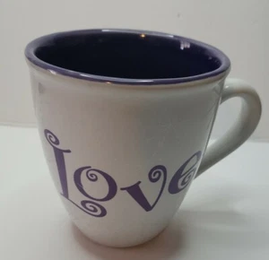 Royal Norfolk Purple and White "Love" Coffee Mug - Picture 1 of 8