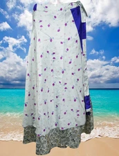 Boho Skirt Ice Frost Silk Double Layered Reversible Party Wear Dress Onesize