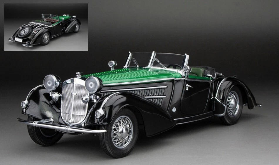 SunStar HORCH 855 SPECIAL ROADSTER 1939 BLACK/DARK GREEN 1:18 - Immagine 1 di 1
