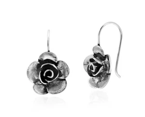 Pendientes de plata de ley 0,925 lisos de rosas oxidadas  - Imagen 1 de 5