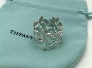Anillo Tiffany & Co. Plata Esterlina Paloma Picasso Ancho Hoja de Olivo Banda Talla 6 - Imagen 1 de 4