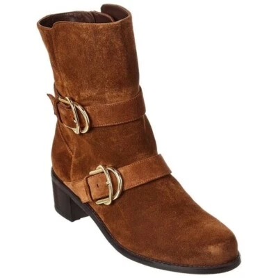 Stuart Weitzman Britain Reserve Suede Bootie Sz 6 Brown Moto Biker Western Boho - Image 1 of 4