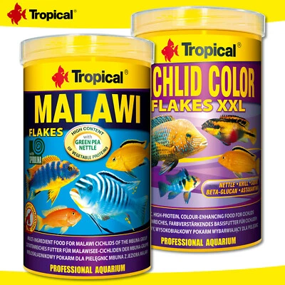 Tropical 1000 ml Copos de Color de Cíclidos XXL + 1000 ml Escamas de Malawi