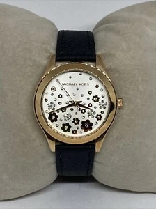 Michael Kors Slim Runway MK4384 Women's Black Leather Analog Dial Watch EY123 - Picture 1 of 12
