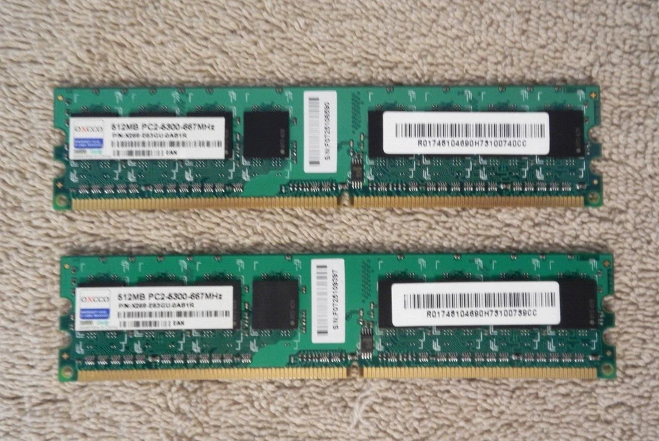 1GB (2x512MB) PC2-5300 DDR2-667 SDRAM Desktop RAM Memory - MATCHING OXCCO - Image 1 of 1