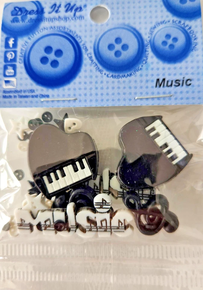 Dress It Up Music Pianos Buttons & Embellishment -  Treble Clef Flat & Shank 102 - Image 1 of 1