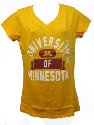 New Minnesota Golden Gophers Womens Sizes S-M-L-XL Yellow V-Neck Shirt $28 - Image 1 of 4