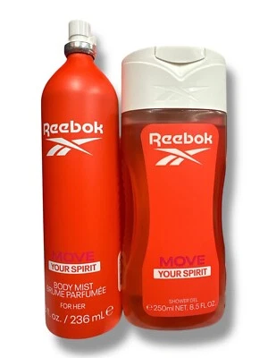 Juego de regalo Reebok 2 piezas Move Your Spirit 8 oz Body Mist + gel de ducha de 8,5 oz Foto 1 de 2