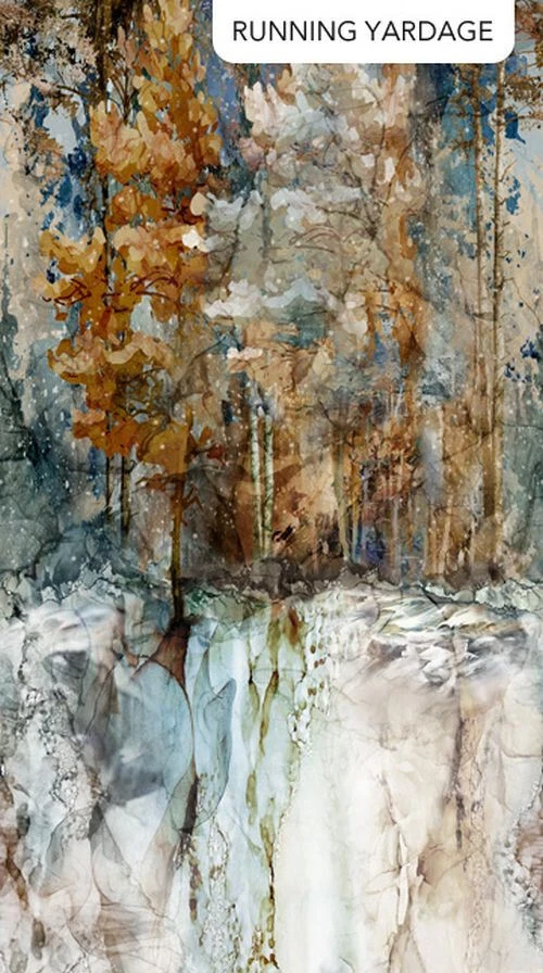 Highland View от Northcott - синие/коричневые акварельные деревья #DP27585-10 - Изображение 1 из 1