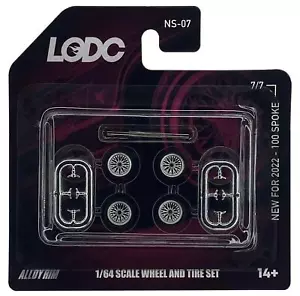 LODC Series 2 10mm 100 Spoke Wheels NS-02 7/7 Chrome Rim with Chrome Insert 1:64 - Picture 1 of 1