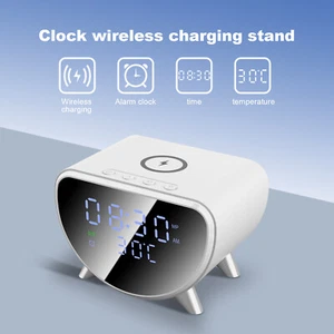 Wireless Charger Thermometer Digital Wecker für iPhone 16 Pro Samsung S25 Ultra - Picture 1 of 11