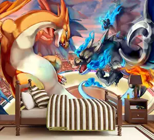 Pokemon Charizard Woven Self-Adhesive Removable Wallpaper Modern Mural M155 - Picture 1 of 2