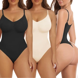 Women Tummy Control Shapewear Seamless Top Bodysuit Thong Snatched Body Shaper - Picture 1 of 32