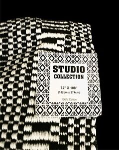 Modern Spectacular India Woven Area Rug Stripes Black /White  6x9 NEW