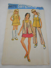 Vintage 1970s Girls Size 7 Simplicy pattern 8675 skirt pants vest