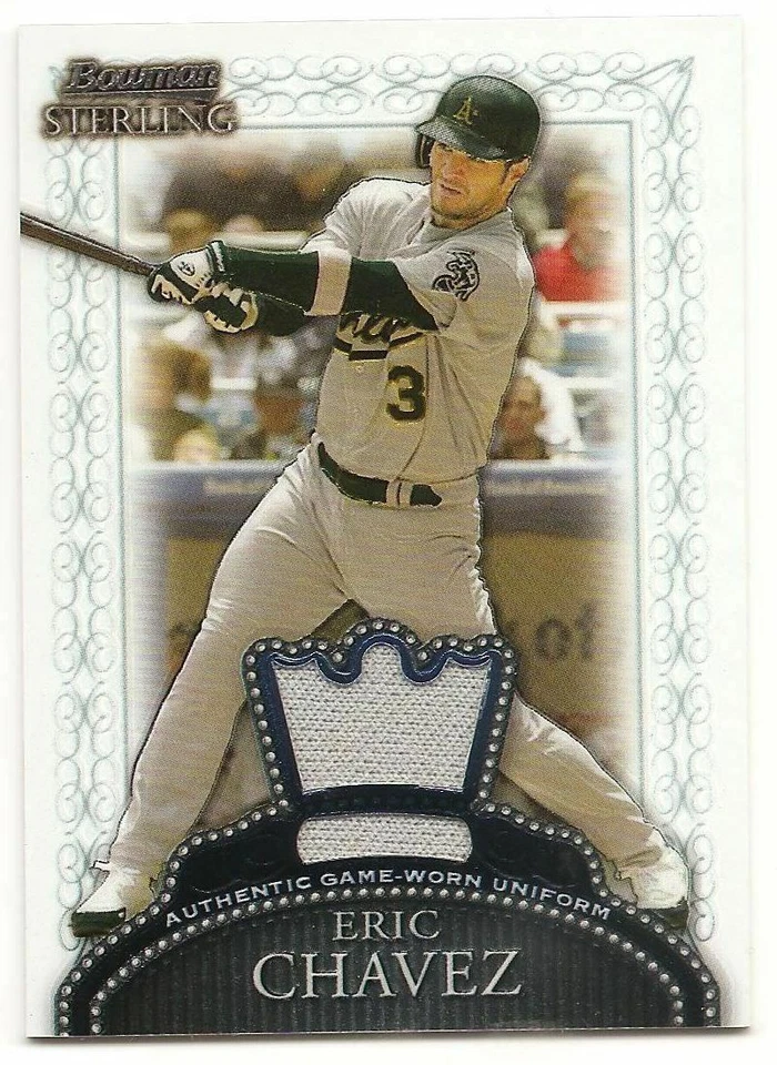 2005 Bowman Sterling Eric Chavez A's Jersey #BS-EC - Image 1 of 1