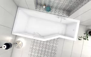 Badewanne Wanne Raumspar eckig Rechteck Acryl Ablauf 150 x 75 cm Schürze links - Bild 1 von 4