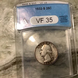 1932-S Silber Washington Quarter VF35 - Bild 1 von 2