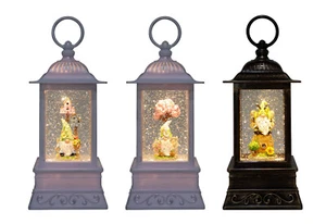 Lanterna acqua glitter gnomo primavera led globo neve 10,5" B/O confezione regalo - Foto 1 di 14