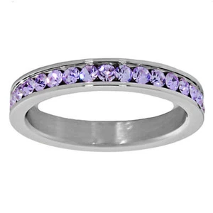 Rasina: 0.78ct Alexandrite Ice CZ 316 Steel 3mm Eternity Band Ring - Picture 1 of 1