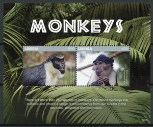 Liberia 2018 MNH Monkeys Diana Monkey Sooty Mangabey 2v S/S Wild Animals Stamps - Picture 1 of 1