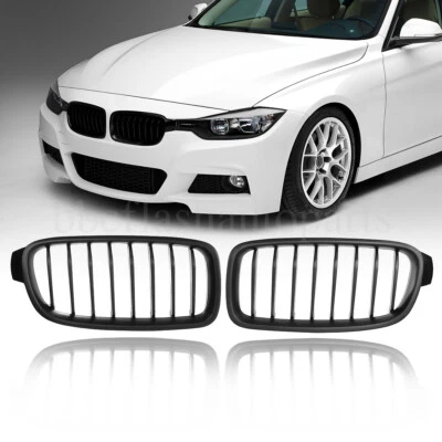 Pair Front Kidney Grill Matte Black Grille For BMW 3-Series 12-16 F30 320i 335i Foto 1 de 4