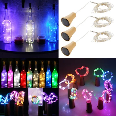 10 15 20LED LED Solar Copper Cork Wire String Lights Wine Bottle For Xmas Decor - Image 1 of 4