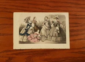 Antiguo estampado Godeys moda victoriana 1859 April Fool - Imagen 1 de 5