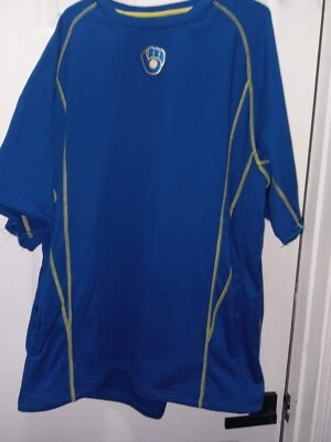 yovani gallardo? Sudadera Milwaukee Brewers XXL Majestic Game Worn Sudadera Foto 1 de 4