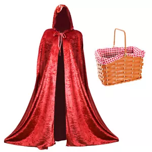ADULT RED RIDING HOOD COSTUME CAPE & BASKET SCHOOL BOOK WEEK FANCY DRESS COSTUME - Picture 1 of 8