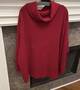 NWOT Eileen Fisher Ruby Organic Cotton Chenille Turtle Neck Size 1X Ruby Red - Picture 1 of 2