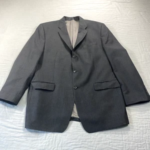 Calvin Klein Blazer Mens 44L Gray Striped Wool Suit Jacket Sport Coat - Picture 1 of 12